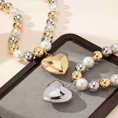 Pearl & Gold Heart Pendant necklace