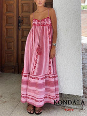 Maxi Dress Women Bohemian Flower Print Knit Corset Long Cami Bow Tie Embroidered Ruffle Summer Dress