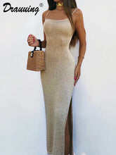 Plus Size Backless Long Dress with High Split for Women Ankle Length Sleeveless Dress Skinny Side Split Party Prom Dresses