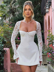 Long Sleeve Mini Dress white