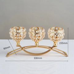 Candle Holder Metal Crystal Candlestick Dining Table Centerpiece Wedding Christmas Home Decoration