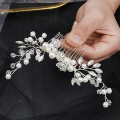 Tiara Headband Women Handmade Pearl Crystal Leaf Bridal Wedding Hair Ornament Jewelry Accessories