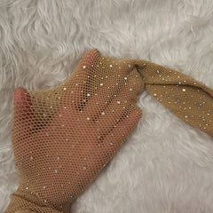 Rhinestone Fishnet Pantyhose Women Sparkly Mesh Stylish Party Club Casual Fashion Hosiery