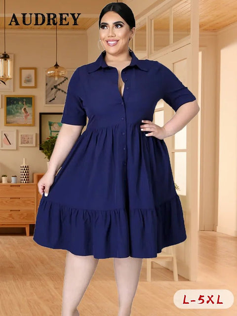 Plus Size Dress Women Ruched Chic Casual Office Cocktail Party Elegant Fashion Dress