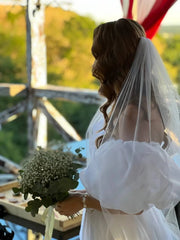Wedding Veil Long Tulle One Layer With Comb Bridal Bride Hair Accessory Elegant Wedding Dress