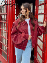 Faux Leather Jacket red