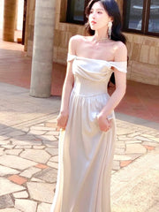 Evening Gown Women Elegant White A-Line Princess Dress French Vintage Formal Wedding Party