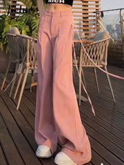 High Waist Wide Leg Pants Women Lace-Up Casual Chic Office Comfortable Fashion Trousers