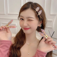 Hair Clip Women Pink Seamless No-Bend Duckbill Bangs Clip Hairpin Styling Tool Accessories
