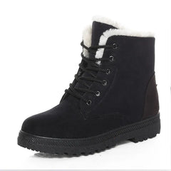 Ankle Boots Women Fur Lining Warm Chic Winter Casual Cold Weather Fashion Shoes