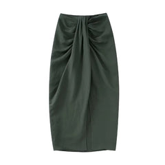 Orange Fishtail Maxi Skirt Women Elegant Ruffle Long Casual Party Fashion Skirt