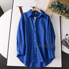 Poplin Shirt Women V-Neck Loose Casual Comfortable Everyday Spring Summer Fashion Top