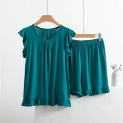 Pajama Set Women Plus Size Sleeveless Top Shorts Suit Sleepwear Nightwear Casual Comfortable Set