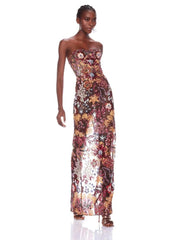 Maxi Dress Women Flower Embroidered Sequin Sleeveless Bodycon Gown Elegant Evening Wedding Party Dress