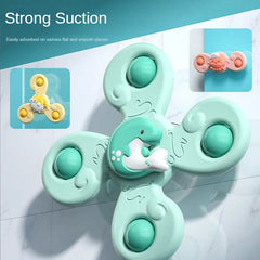 Bath Toy Baby 3-Piece Funny Sucker Spinner Suction Cup Cartoon Rattle Fidget Educational Gift