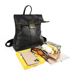 Genuine Leather Anti-Theft Backpack Unisex Large Capacity Vintage Lock Travel Casual Fashion Bag