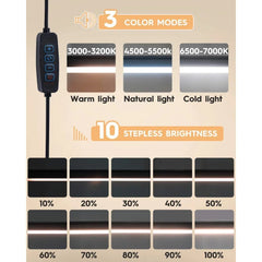 Control panel with color modes and brightness settings on a beige background