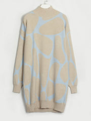 High Collar Knit Sweater Dress Women Long Sleeve Pullover Knitwear Elegant Evening Party Fashion
