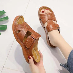 Wedge Sandals Women Orthopedic Open Toe Anti-Slip PU Leather Casual Comfortable Summer Shoes