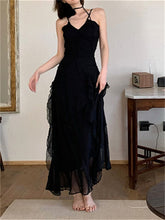 Ladies Black Midi Hollow Out Sleeveless Evening Dress