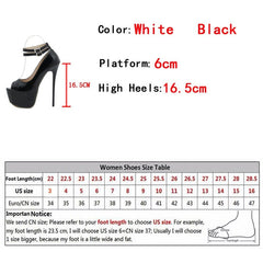 Platform Pumps Women Double Buckle Strap Peep Toe 16.5cm Super High Heel Fashion Shoes