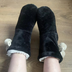 Indoor Slippers Winter Warm Flannel Fuzzy Boots Non-Slip Cozy Fleece House Shoes Women Men Plush