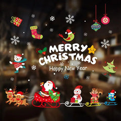 Christmas Window Wall Stickers Merry Xmas Removable Cling Home Business Decoration Ornament Holiday
