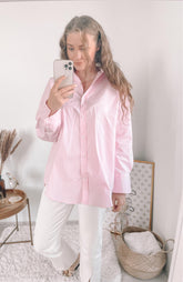 Women's V-neck Loose Poplin Shirt