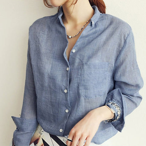 Linen Shirt Women Long Sleeve Lightweight Breathable Casual Everyday Spring Summer Fashion Blouse