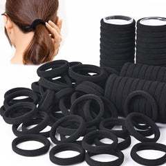 Hair Bands Women 50-100 Pack Black High Elastic Rubber Ponytail Holder Hair Ties Scrunchies Girls