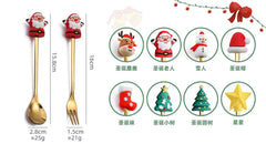 Christmas Silverware Set Gold Elk Tree Spoon Fork Dessert Scoop Fruit Fork Coffee Cutlery Holiday Gift