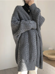 Long Knitted Cardigan Women Oversized Cozy Warm Long Sleeve Casual Elegant Winter Fashion