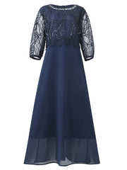 Maxi Dress Women Plus Size Sequined Lace Patchwork Elegant Wedding Party Formal Mother of Bride Dress
