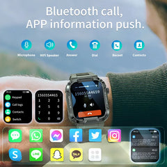 Men's Smart Watch Military Grade Health Monitor AI Voice Bluetooth Call Fitness Waterproof Sports Smartwatch for IOS & Android Phones Great Gift