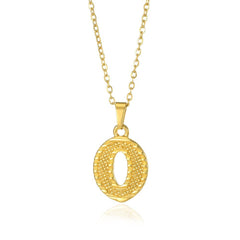 Initial Letter Pendant Necklace Women Monogram Stainless Steel Elegant Fashion Jewelry Gift