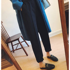 High Waist Thick Warm Pants Women Ankle-Length Chic Casual Autumn Winter Fashion Trousers