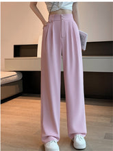 Ladies High Waist Button Up Wide Leg Casual Pants