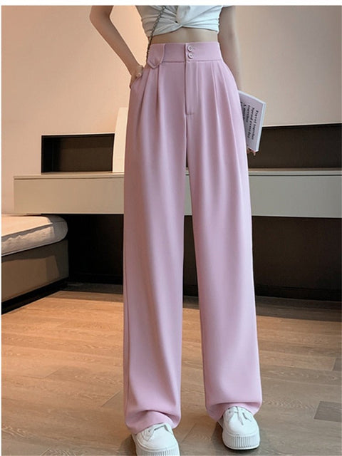 High Waist Wide Leg Pants Women Button-Up Casual Comfortable Everyday Fashion Trousers