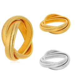 Stainless Steel Winding Stretch Elastic Bracelet for Women Men Platinum Plating Gift