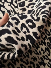 Midi Skirt Women Long Leopard Print Slit High Waist Knitted Casual Elegant Fashion Skirt