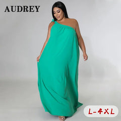 Plus Size Halter Dress Women One Shoulder Beach Casual Party Elegant Fashion Summer Dress