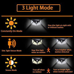 Solar Wall Lamp 100-LED 4-Sided Motion Sensor Waterproof Outdoor Garden Courtyard Security Light
