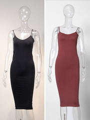 Y2K Spaghetti Strap Bodycon Mini Dress Women Retro Pink Seamless Stretch Spring Summer Fashion