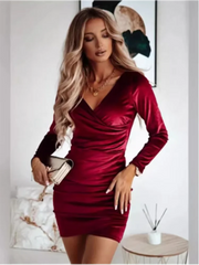 Women's velvet bodycon party dress for New Year's Eve, available in 4 colors