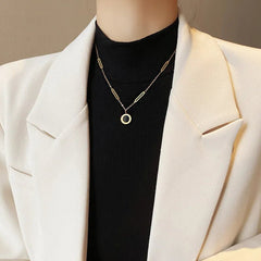 Pendant Necklace Women Stainless Steel Roman Digit Wafer Classic Fashion Jewelry Christmas Gift