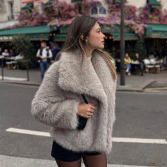 Faux fur coat grey