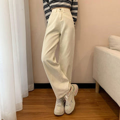 High Waist Straight Jeans Women Casual Classic Comfortable Everyday Denim Fashion Trousers