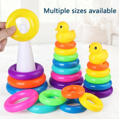 Stacking Ring Tower Toy Kids Animals Rainbow Montessori Early Education Learning Gift