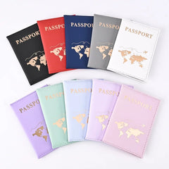Passport Holder PU Leather Map Pattern Protective Cover ID Credit Card Travel Accessory Case