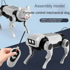 Children's assembled electric science and education toy with remote control, resembling a mechanical dog.